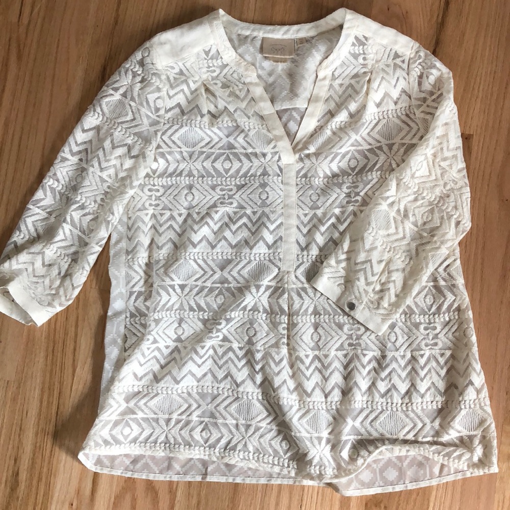 Sheer cream top! Perfect for summer.